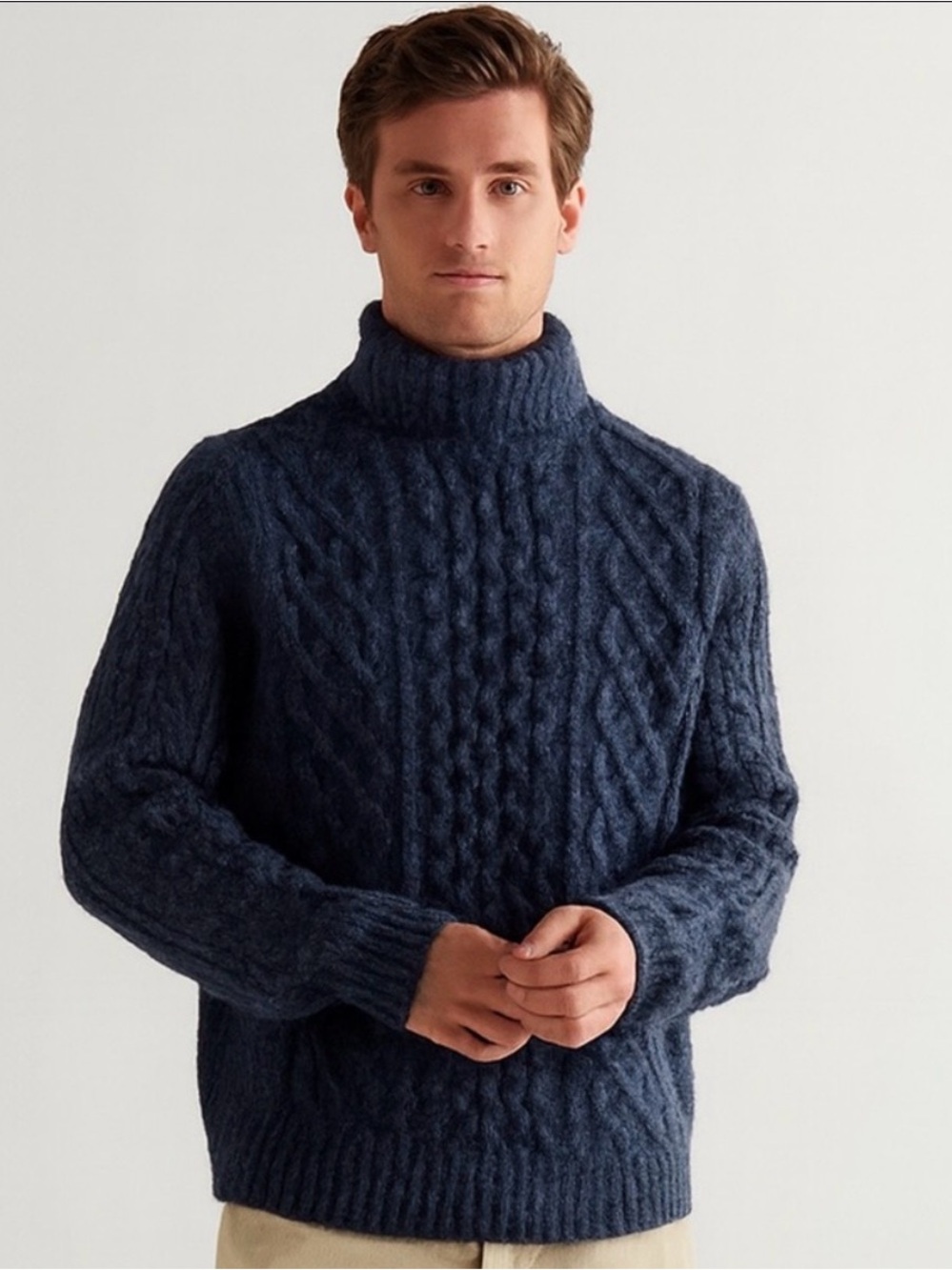 Alex Mill Cable-Knit Rollneck Turtleneck Sweater Blue – size men’s Small